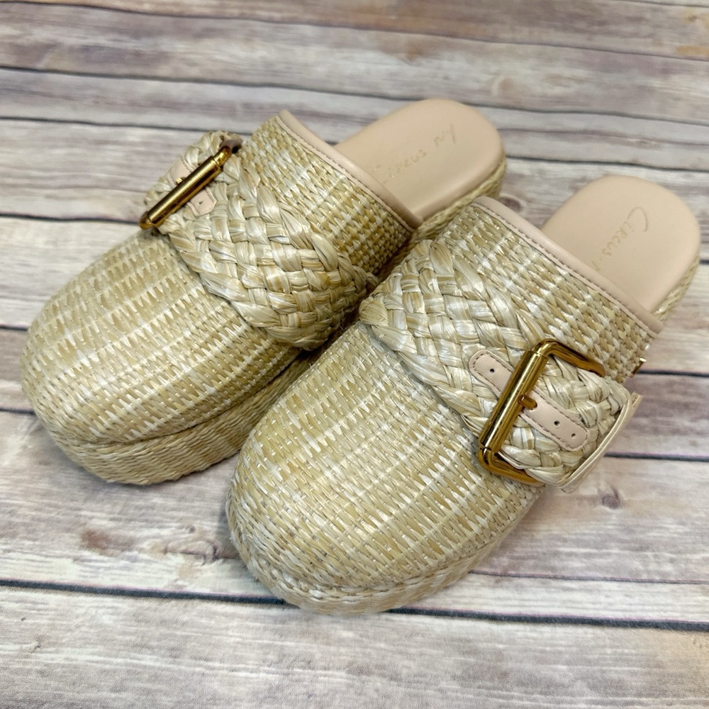 Circus NY by Sam Edelman Jacey Platform Raffia Clogs dark natural size 7M